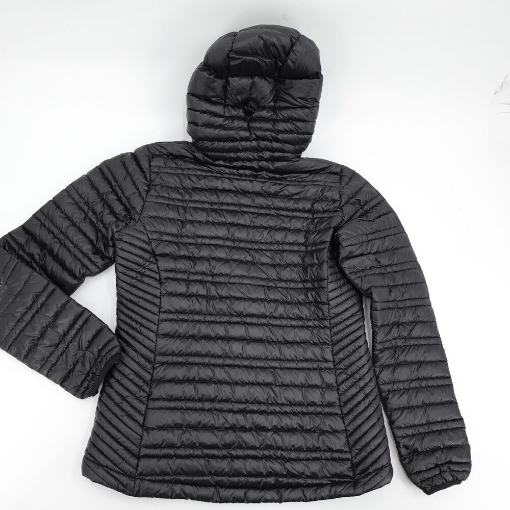 Patagonia Puffer Jacket Womens Small Black Hooded Full Zip Down Insulated - Picture 2 of 16